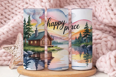 Happy Place 20oz Tumbler Wrap Sublimation DesignSVG 
