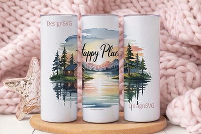 Happy Place 20oz Tumbler Wrap Sublimation DesignSVG 