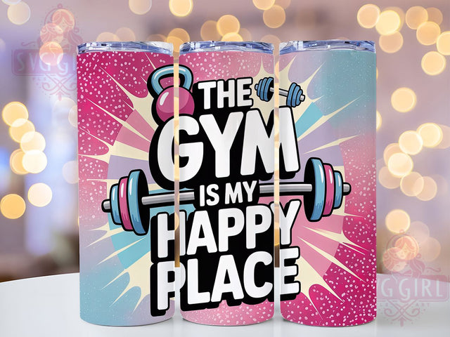 Happy Place Gym Lover Tumbler Wrap, The Gym Is My Happy Place, Fitness Sublimation Design, Workout Motivation Cup, 20oz Skinny Tumbler Png, Gym Lover Gift, Weightlifting Tumbler Sublimation SvggirlplusArt 
