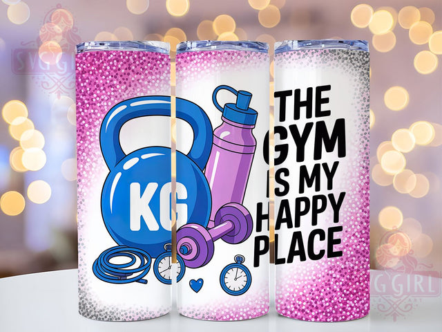 Happy Place Gym Lover Tumbler Wrap, The Gym Is My Happy Place, Fitness Sublimation Design, Workout Motivation Cup, 20oz Skinny Tumbler Png, Gym Lover Gift, Weightlifting Tumbler Sublimation SvggirlplusArt 