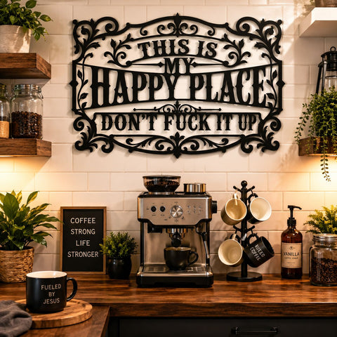 Happy Place Laser SVG | This Is My Happy Place Don't F**k It Up | Laser Cut File | Metal Wall Art DXF | CNC Plasma Svg | Rustic Outdoor Sign SVG HappyDesignStudio 