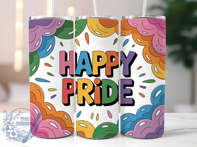 Happy Pride Design 20oz Tumbler, Happy Pride, Tumbler Wrap, Sublimation Design, 20oz Tumbler, LGBTQ Pride, Equality Sublimation ToriDesigns 
