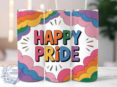 Happy Pride Design 20oz Tumbler, Happy Pride, Tumbler Wrap, Sublimation Design, 20oz Tumbler, LGBTQ Pride, Equality Sublimation ToriDesigns 