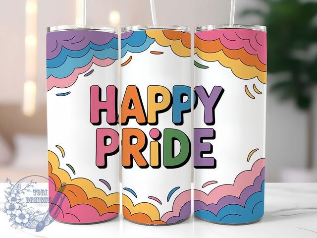 Happy Pride Design 20oz Tumbler, Happy Pride, Tumbler Wrap, Sublimation Design, 20oz Tumbler, LGBTQ Pride, Equality Sublimation ToriDesigns 