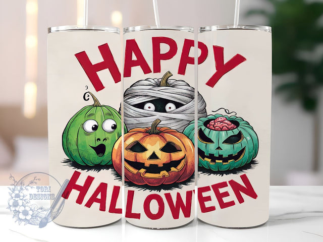 Happy Pumpkins 20oz Skinny Tumbler, Happy Halloween Tumbler Png, Straight & Tapered Tumbler Wrap, Instant Digital Download Sublimation ToriDesigns 