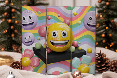 Happy Rainbow Smiley 20oz Tumbler Wrap Sublimation DesignSVG 