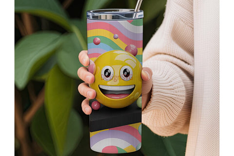 Happy Rainbow Smiley 20oz Tumbler Wrap Sublimation DesignSVG 