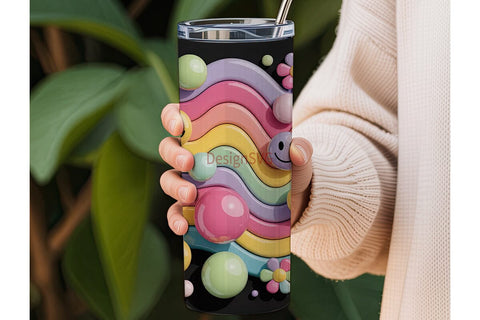 Happy Rainbow Smiley 20oz Tumbler Wrap Sublimation DesignSVG 
