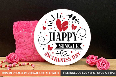 Happy Single Awareness Day Round sign svg design SVG designmaster24 