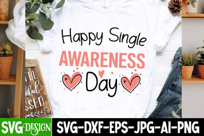 Happy Single Awareness Day SVG Design, Happy Valentine's Day SVG ,Valentine SVG ,Valentine's Day Sublimation PNG,Valentine's Day Round Sign SVG, Love SVG Design SVG BlackCatsMedia 