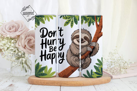 Happy Sloth 20oz Tumbler Wrap Sublimation sassyprint 