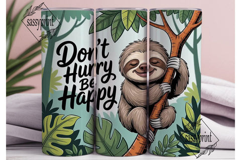 Happy Sloth 20oz Tumbler Wrap Sublimation sassyprint 