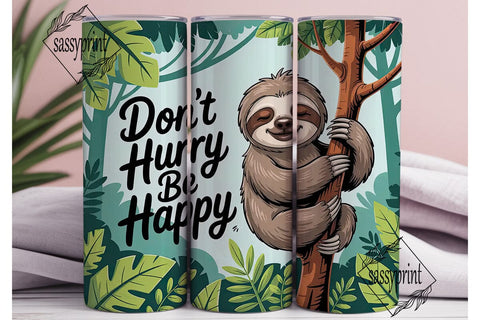 Happy Sloth 20oz Tumbler Wrap Sublimation sassyprint 