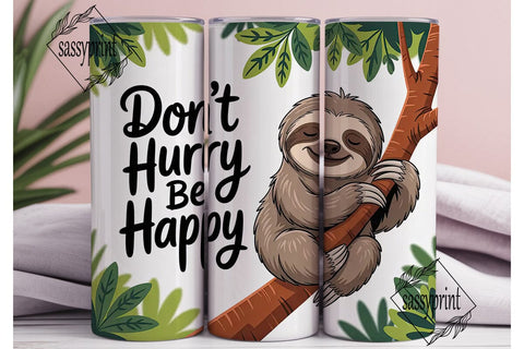 Happy Sloth 20oz Tumbler Wrap Sublimation sassyprint 