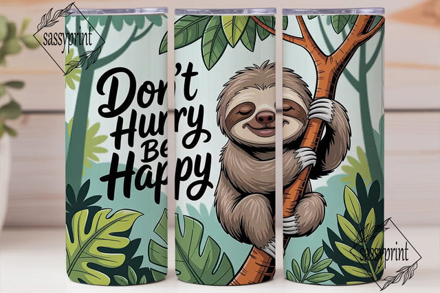 Happy Sloth 20oz Tumbler Wrap Sublimation sassyprint 