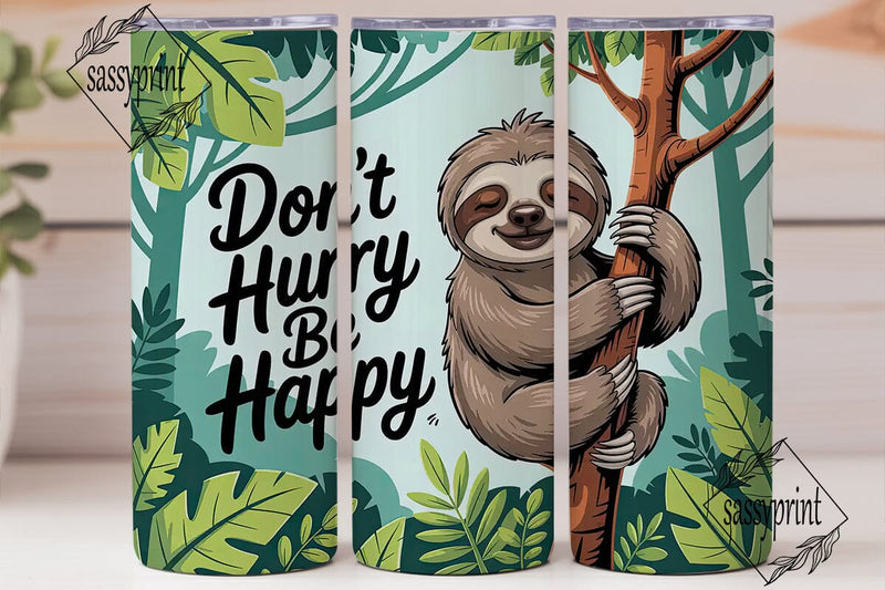 Happy Sloth 20oz Tumbler Wrap Sublimation sassyprint 
