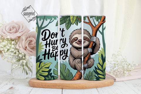 Happy Sloth 20oz Tumbler Wrap Sublimation sassyprint 