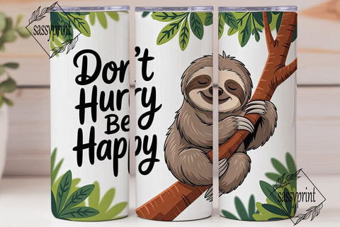 Happy Sloth 20oz Tumbler Wrap Sublimation sassyprint 