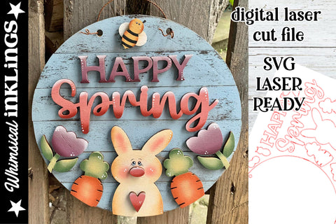 Happy Spring Round Sign SVG 2024 SVG Whimsical Inklings 