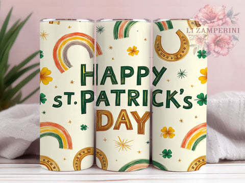 Happy St. Patrick's Day 20oz Tumbler, St. Patrick's Shamrock Green Tumbler Wrap, Shamrock 20oz Tumbler Wrap, Sublimation Design, Irish Drinkware, Green Tumbler, Holiday Gifts Sublimation Li Zamperini 