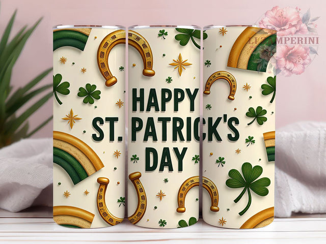 Happy St. Patrick's Day 20oz Tumbler, St. Patrick's Shamrock Green Tumbler Wrap, Shamrock 20oz Tumbler Wrap, Sublimation Design, Irish Drinkware, Green Tumbler, Holiday Gifts Sublimation Li Zamperini 