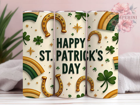 Happy St. Patrick's Day 20oz Tumbler, St. Patrick's Shamrock Green Tumbler Wrap, Shamrock 20oz Tumbler Wrap, Sublimation Design, Irish Drinkware, Green Tumbler, Holiday Gifts Sublimation Li Zamperini 