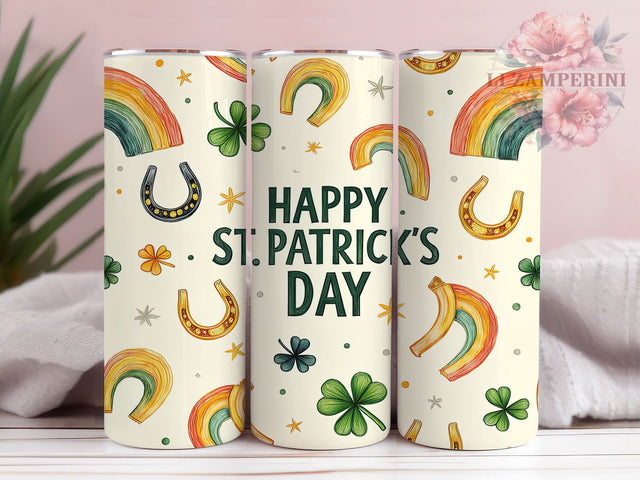 Happy St. Patrick's Day 20oz Tumbler, St. Patrick's Shamrock Green Tumbler Wrap, Shamrock 20oz Tumbler Wrap, Sublimation Design, Irish Drinkware, Green Tumbler, Holiday Gifts Sublimation Li Zamperini 