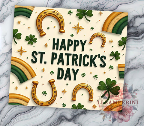 Happy St. Patrick's Day 20oz Tumbler, St. Patrick's Shamrock Green Tumbler Wrap, Shamrock 20oz Tumbler Wrap, Sublimation Design, Irish Drinkware, Green Tumbler, Holiday Gifts Sublimation Li Zamperini 