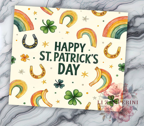Happy St. Patrick's Day 20oz Tumbler, St. Patrick's Shamrock Green Tumbler Wrap, Shamrock 20oz Tumbler Wrap, Sublimation Design, Irish Drinkware, Green Tumbler, Holiday Gifts Sublimation Li Zamperini 