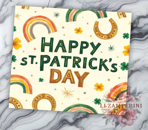 Happy St. Patrick's Day 20oz Tumbler, St. Patrick's Shamrock Green Tumbler Wrap, Shamrock 20oz Tumbler Wrap, Sublimation Design, Irish Drinkware, Green Tumbler, Holiday Gifts Sublimation Li Zamperini 