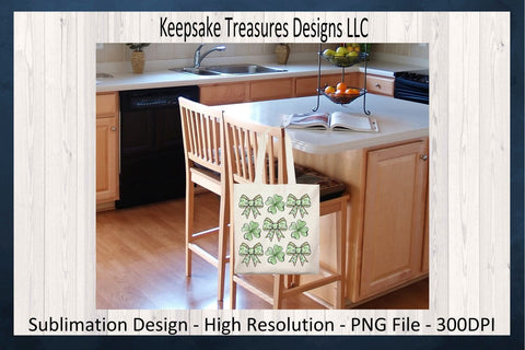 Happy St. Patrick's Day, Four Leaf Clover Coquette Bow, Sublimation PNG Design, Digital Download Sublimation Keepsake Treasures Designs LLC. 