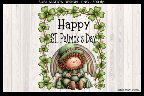 Happy St Patrick’s Day Leprechaun PNG, Sublimation Design, Cute Irish Gnome Graphic, Shamrock Shirt Print, Instant Download Sublimation Keepsake Treasures Designs LLC. 