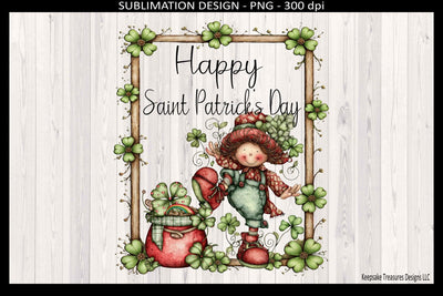Happy St Patrick’s Day Leprechaun Sublimation PNG, Whimsical St Patricks Day Design, Cute Irish leprechaun Sublimation Keepsake Treasures Designs LLC. 