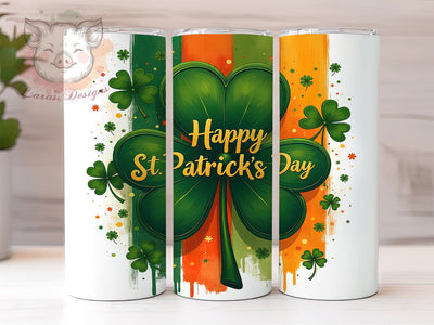 Happy St. Patrick's Shamrock Irish Tumbler, Shamrock Tumbler, 20oz Tumbler Wrap, Sublimation Design, Irish Drinkware, Green Tumbler, Holiday Gifts Sublimation Lara' s Designs 