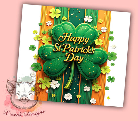 Happy St. Patrick's Shamrock Irish Tumbler, Shamrock Tumbler, 20oz Tumbler Wrap, Sublimation Design, Irish Drinkware, Green Tumbler, Holiday Gifts Sublimation Lara' s Designs 