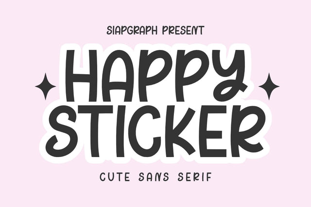 Happy Sticker - Cute Kids Font Font Masyafi Studio 