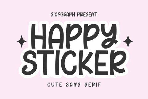 Happy Sticker - Cute Kids Font Font Masyafi Studio 