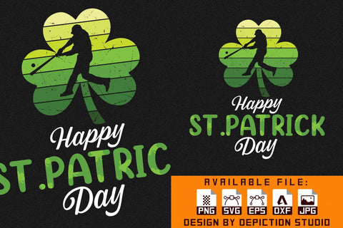 Happy St.Patrick's Day T-Shirt, Shamrock Shirt, Baseball Player Shamrock Shirt Print Template Sketch DESIGN Depiction Studio 