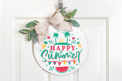 Happy Summer - Summer Round Sign SVG SVG CraftLabSVG 