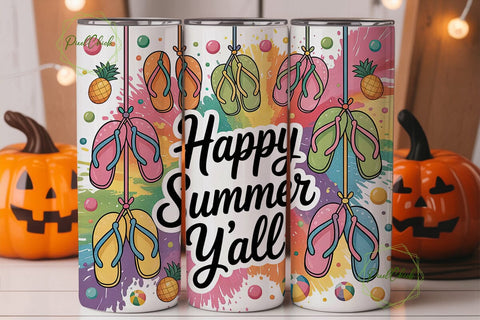 Happy Summer Y'all 20oz Tumbler Wrap Sublimation PixelChick 