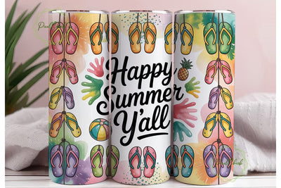 Happy Summer Y'all 20oz Tumbler Wrap Sublimation PixelChick 
