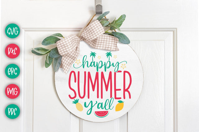 Happy Summer Y'all Round Sign SVG SVG CraftLabSVG 
