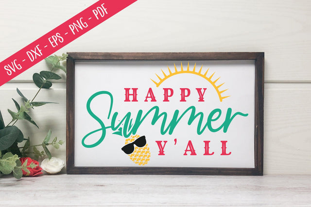 Happy Summer Y'all, Summer Sign SVG SVG CraftLabSVG 