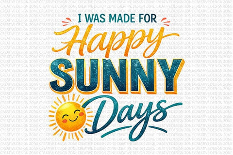 Happy Sunny Days PNG Summer Quote Sublimation Design SVG BillahCrafts 