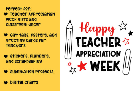 Happy Teacher Appreciation Week SVG | Teacher Gift Print PNG, School Elements Cut File, Sublimation | Thank You Teachers | Digital Download SVG AnnaViolet_store 