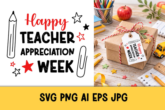 Happy Teacher Appreciation Week SVG | Teacher Gift Print PNG, School Elements Cut File, Sublimation | Thank You Teachers | Digital Download SVG AnnaViolet_store 