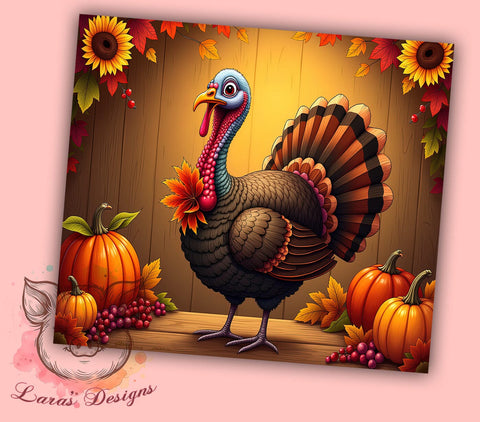 Happy Thanksgiving 20 oz Skinny Tumbler Sublimation Design, Straight & Tapered Tumbler Png, Autumn Fall Tumbler Png, Digital Download PNG Sublimation Lara' s Designs 