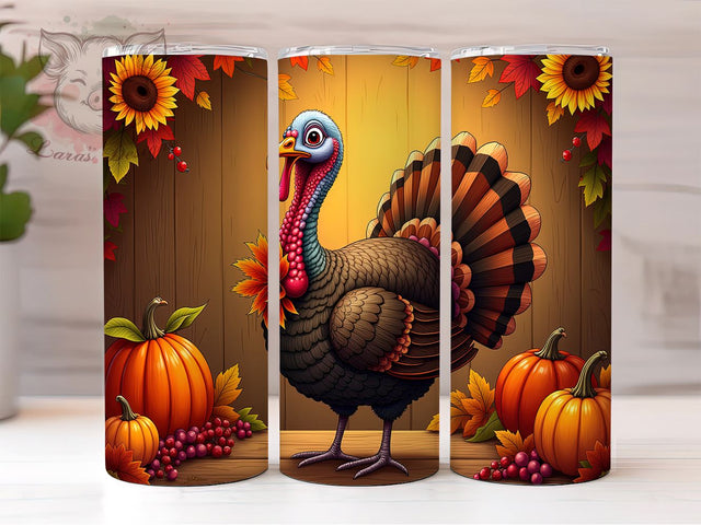 Happy Thanksgiving 20 oz Skinny Tumbler Sublimation Design, Straight & Tapered Tumbler Png, Autumn Fall Tumbler Png, Digital Download PNG Sublimation Lara' s Designs 