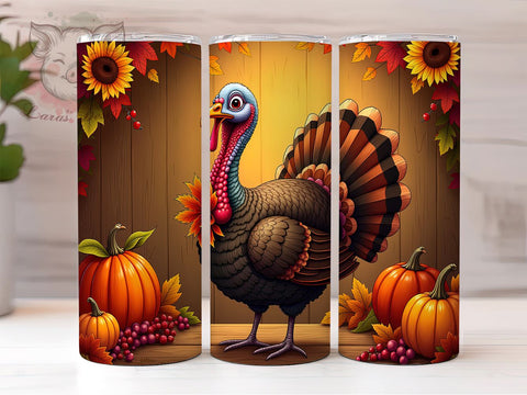 Happy Thanksgiving 20 oz Skinny Tumbler Sublimation Design, Straight & Tapered Tumbler Png, Autumn Fall Tumbler Png, Digital Download PNG Sublimation Lara' s Designs 