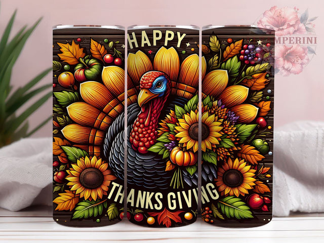 Happy Thanksgiving 20oz Tumbler Wrap PNG, Autumn Fall Tumbler PNG Sublimation Design, Straight & Tapered Tumbler Wrap, Instant Digital Download Sublimation Li Zamperini 